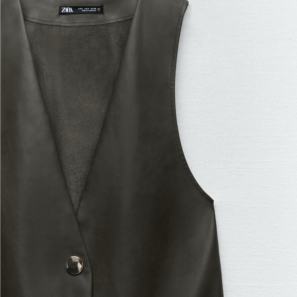 Zara Olive Green Leather Dress